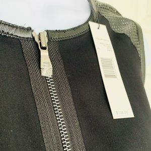 NWT Tahari Faux-Leather-Accented Zip-Front Sheath